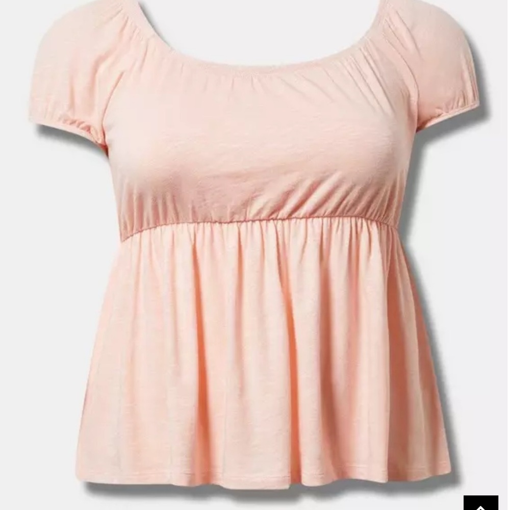 Torrid Pink Puff Sleeve Smocked Blouse